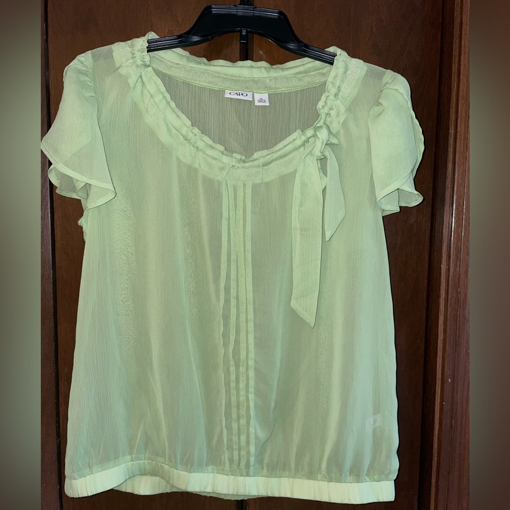 Cato sheer green shirt sleeve blouse size XL